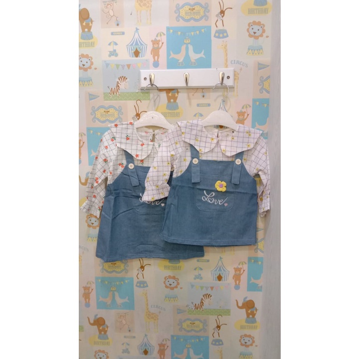 SETELAN OVERALL LOVE BUNGA M-XXL - ANAK