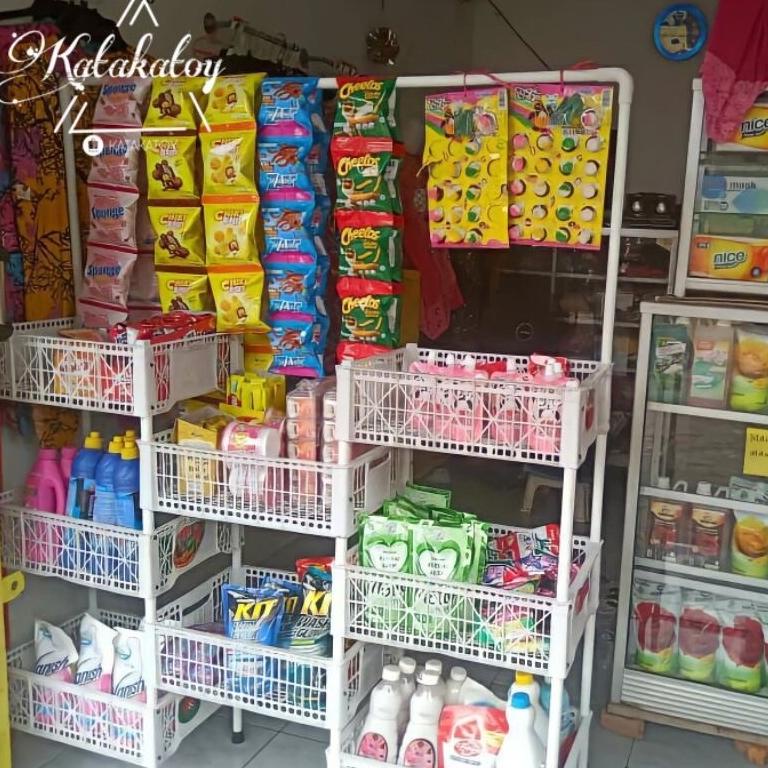 LANGSUNG ATC RAK JAJANAN WARUNG SEMBAKO/ RAK SNACK KERANJANG UNTUK MENARU MAKANAN RINGAN DAN KAN LAI