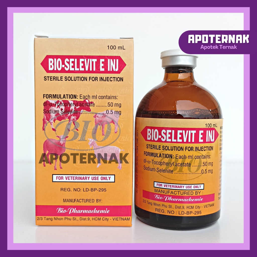 BIO SELEVIT E 100 mL | Injeksi Vitamin E Selenium | Seperti INTROVIT E SELEN | Bio Pharmachemie Vietnam