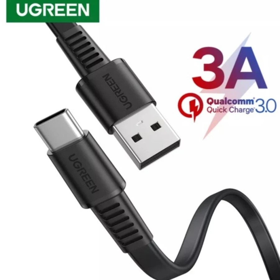 Kabel Data UGREEN USB-A 2.0 USB-C - Kabel Charger 0.5M 3A Flat New Murah 10971