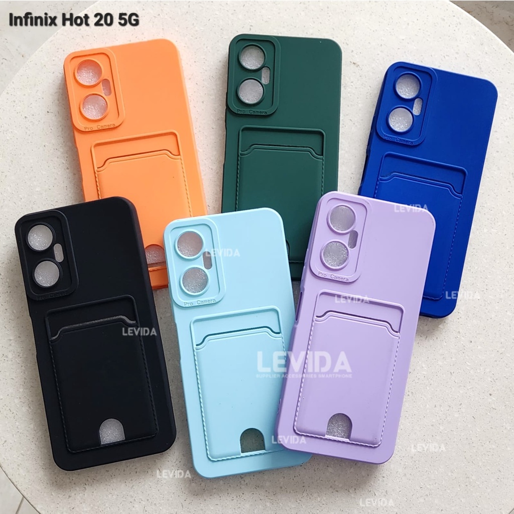 Card Slot Kartu Pro Kamera Case Slim BlackMatte Silikon Warna Case Infinix Hot 20 5G InfiniX Hot 12 