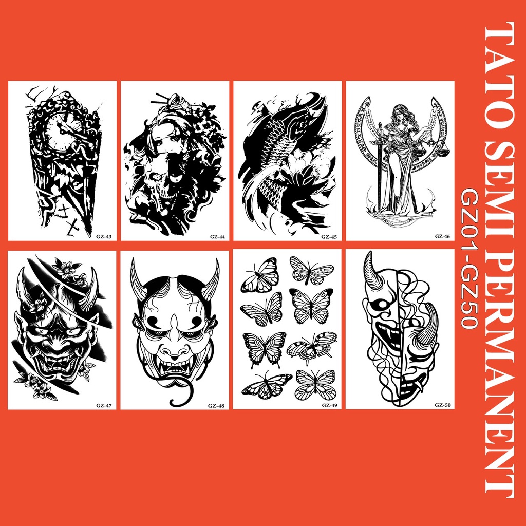 HM - Stiker tato temporer semi permanen tahan lama anti air 11x18 GZ34