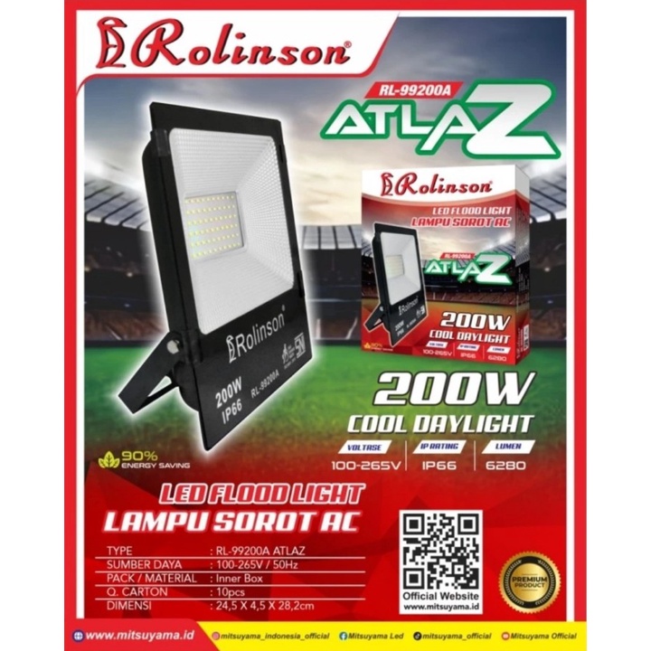 RL-99200A Lampu Sorot AC 200 Watt Rolinson atlaz IP66 Tembak flood led