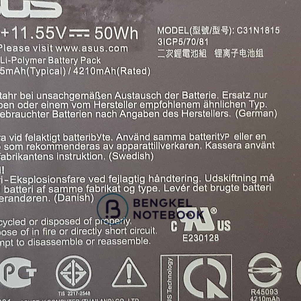 Baterai Asus Zenbook 13 U3300FN UX333 UX333FA UX333FN BX333FN RX333FA RX333FN C31N1815