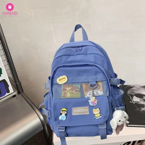 HANABI-tas ransel sekolah MOCHILA + PATCH tas ransel wanita tas jalanjalan tas korea