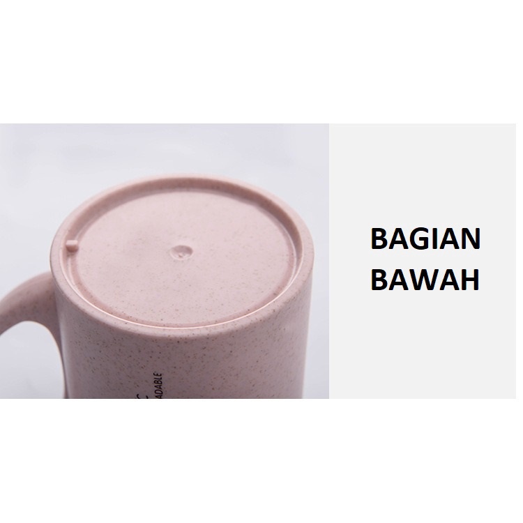 FYGALERY HL0345 Gelas Minum Jerami Gandum 400ml Cangkir Set Sendok Karakter Dengan Tutup Mug Straw Wheat Tempat Minum WheatStraw Plastik