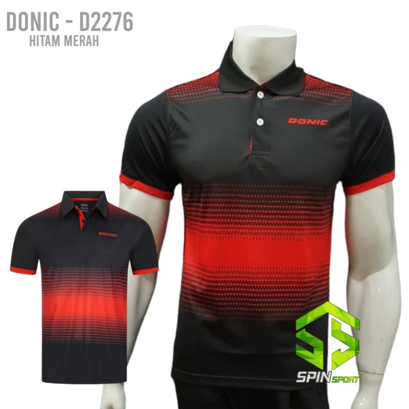 [D2276 Hitam Merah] Kaos Donic Import Go Premium Terbaru Series Jersey Baju Tenis Meja Pingpong Spor
