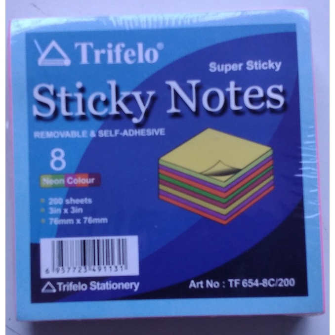 

Sticky Notes Trifelo TF 654-8C Bentuk Kotak 76 x 76 mm