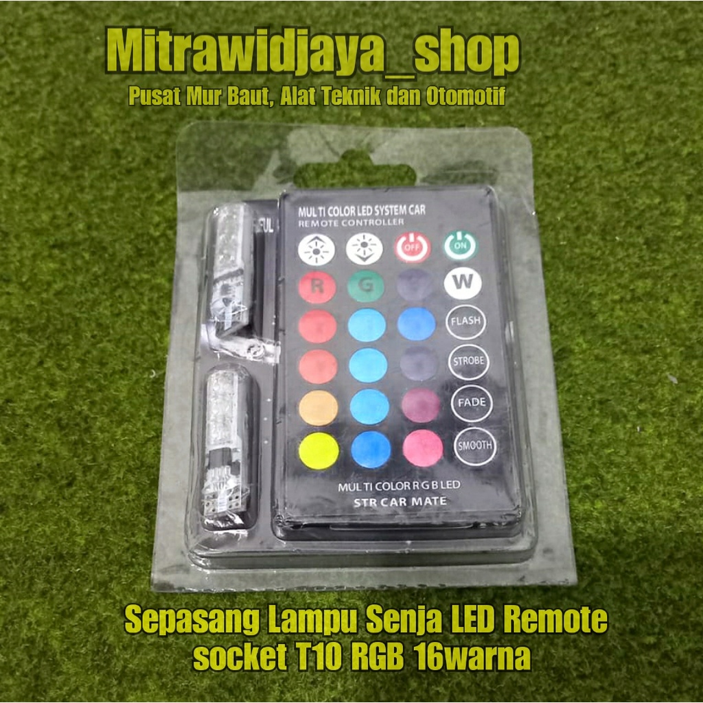 SEPASANG LAMPU SENJA REMOT SOKET T10 RGB 16WARNA Lampu Kota LED T10 RGB Remote 16 Warna - Lampu Senj