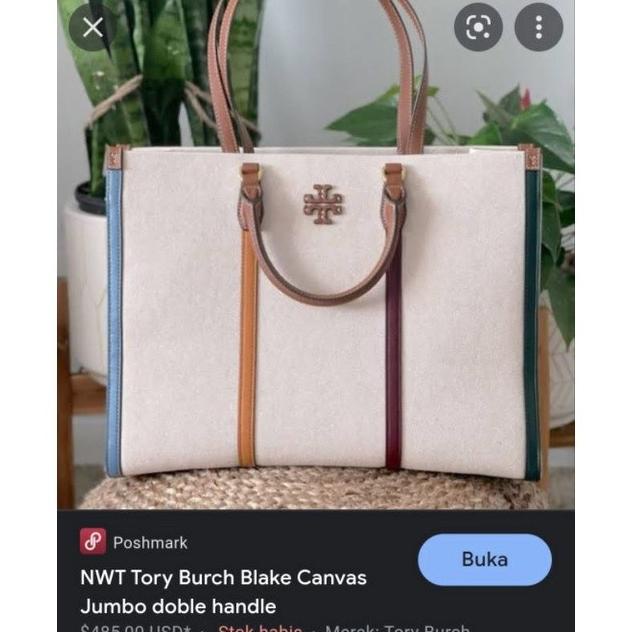 Tas Wanita Tote Bag With Handle Tory Burch Blake Kanvas Double Handle Augustylife