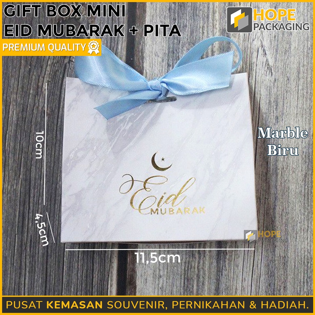 Gift Box Mini Lebaran + Pita / Paper Bag Marmer / Tas Souvenir Hadiah Idul Fitri/ Box Hampers Lebaran