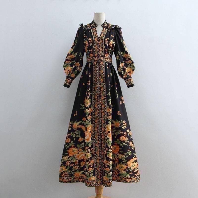 GAMIS WANITA SLIKY FLOWER PREMIUM IMPORT BANGKOK THAILAND PUFFY RUFFLE BAHU LONDRESS GAMIS SLIKY IMP