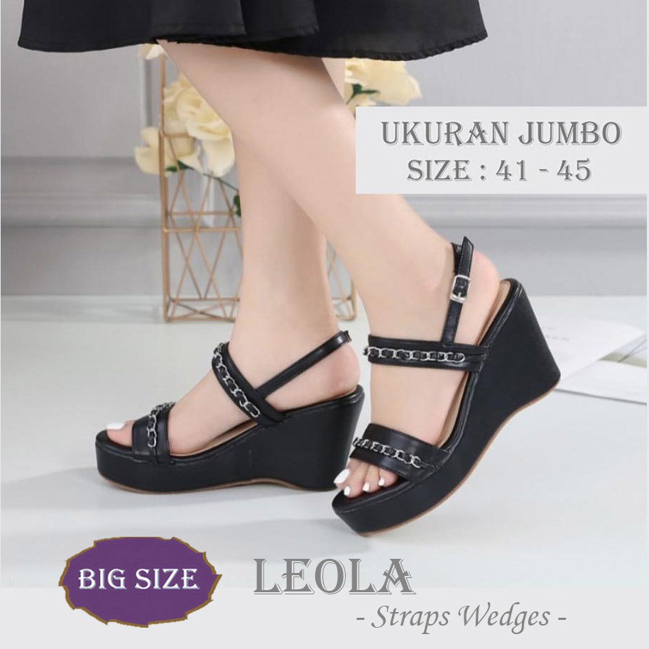 LEONA X ZAGIB PREMIUM BIG SIZE | Sandal Wanita Ukuran Besar Jumbo 41-45 Wedges Pesta Tali Modis Cantik