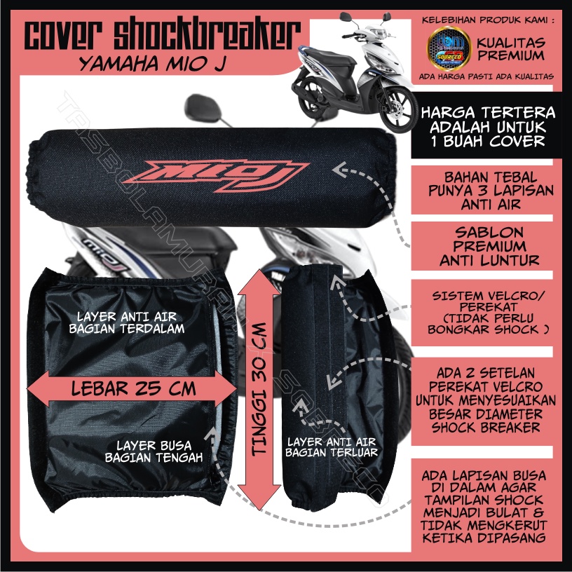 SARUNG PELINDUNG PENUTUP COVER SOKBREKER SHOCK BREAKER BELAKANG MOTOR YAMAHA MIO J ANTI AIR
