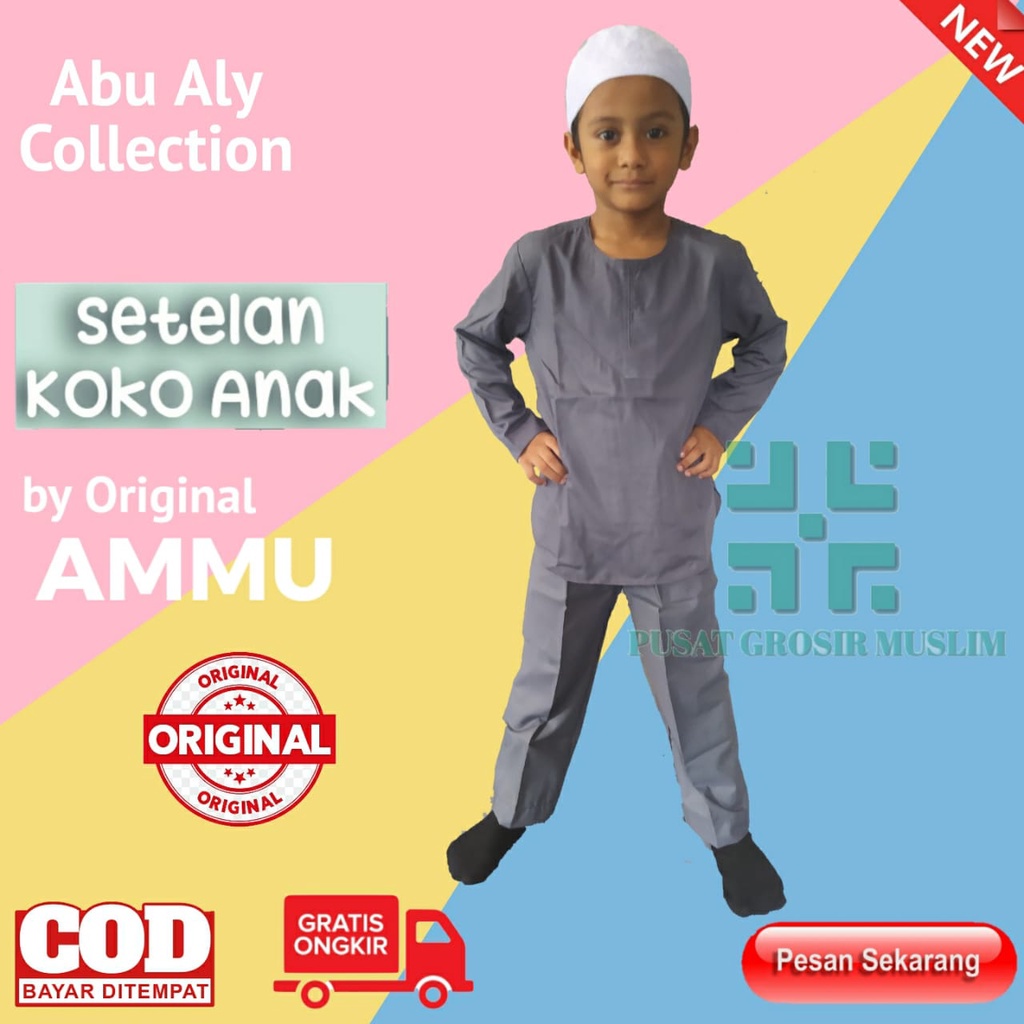 Promo Baju Koko Setelan Anak Original Abu Ali by ammu Anak, Abu Ali Bahan Katun, Abu Aly