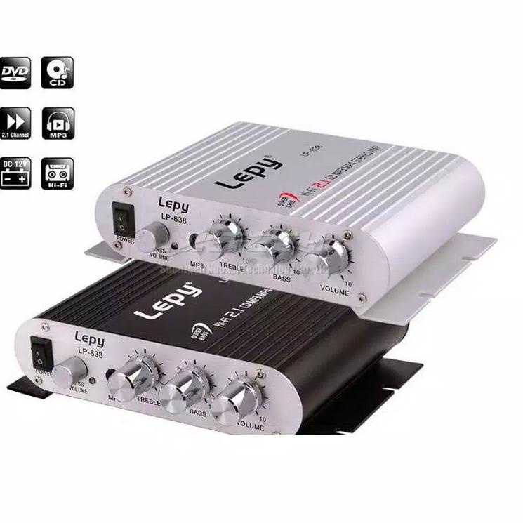 ❀ Power Amplifier Lvpin/Lepy -838 Mini Hi-Fi 2.1 untuk Mobil - Motor - Rumah. ✮