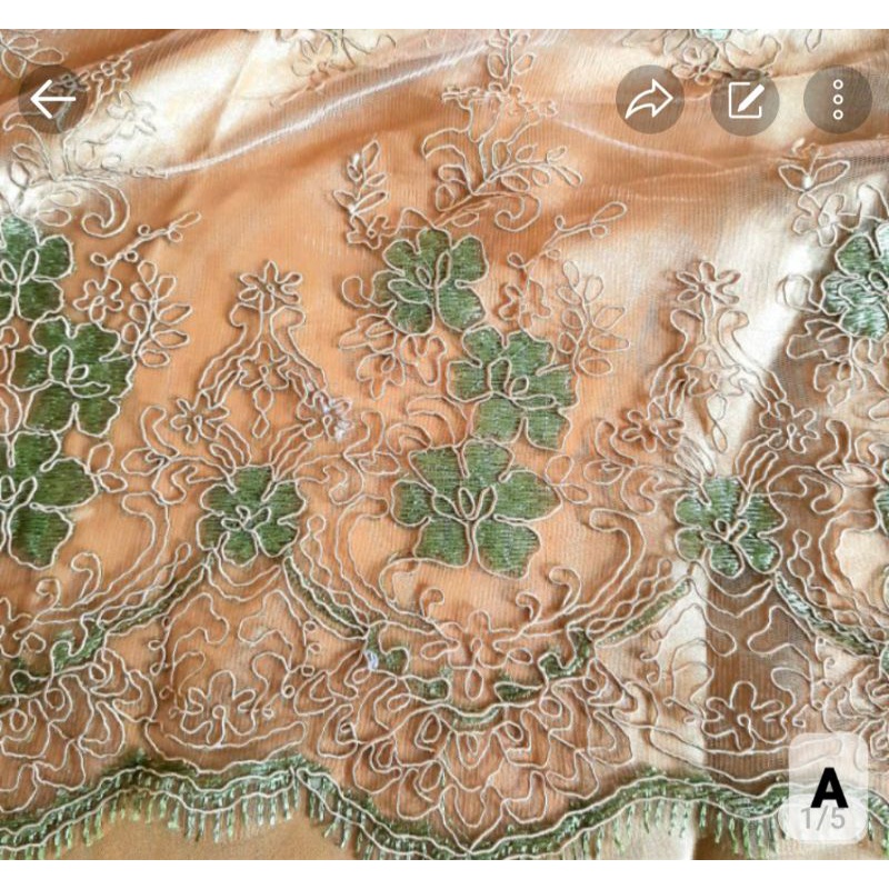 kain tile corneli bordir meteran brokat kain kebaya gamis -50cm