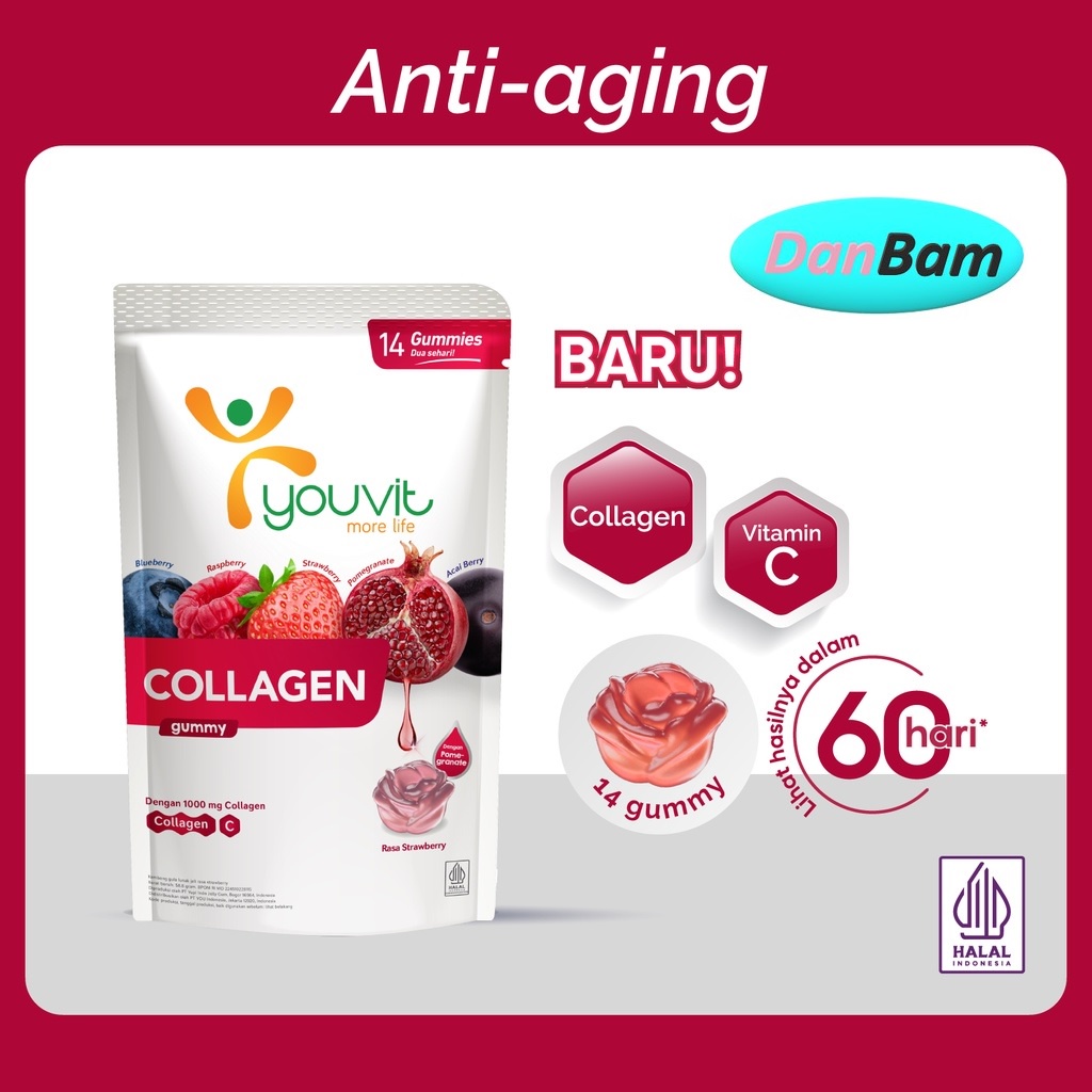 Youvit Collagen 7 Hari dengan VERISOL®️ Bioactive Collagen Peptides®️, Vitamin C, Superberries untuk Kulit Glowing