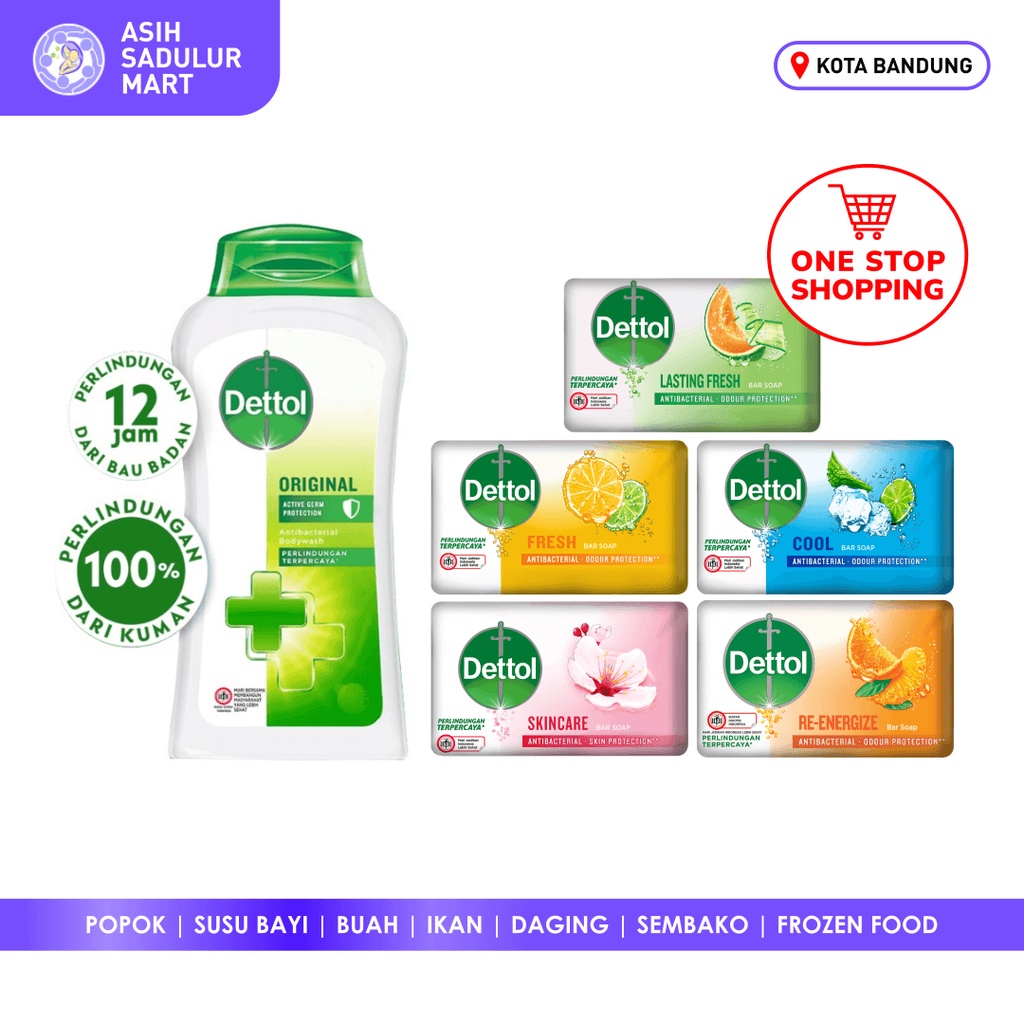 Dettol Sabun Mandi Cair 300ml / Sabun Batang Anti Bakteri Original Botol Promo Bandung