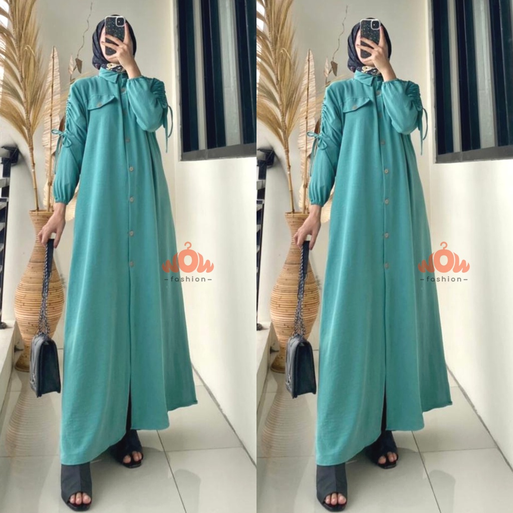 IS - ISABELA MIDI  DRESS CRINKLE AIRFLOW //MIDI DRESS PREMIUM WANITA // DRESS KEKINIAN // DRESS LEBARAN // GAMIS VIRAL