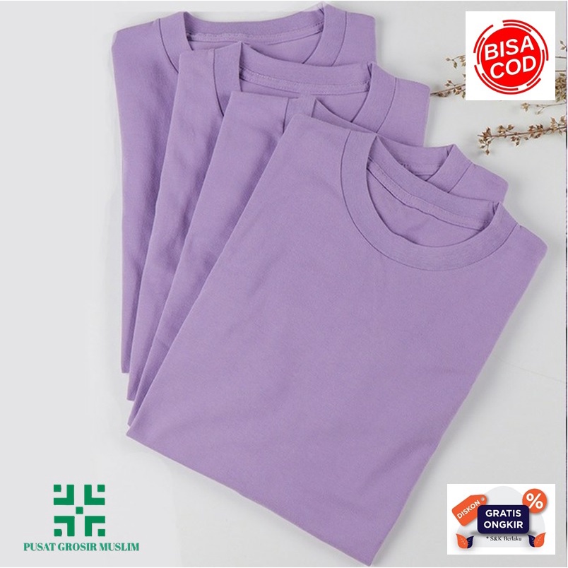 Diskon Kaos Polos Lengan Pendek Kerah O Neck Combed 30s Ungu Lilac