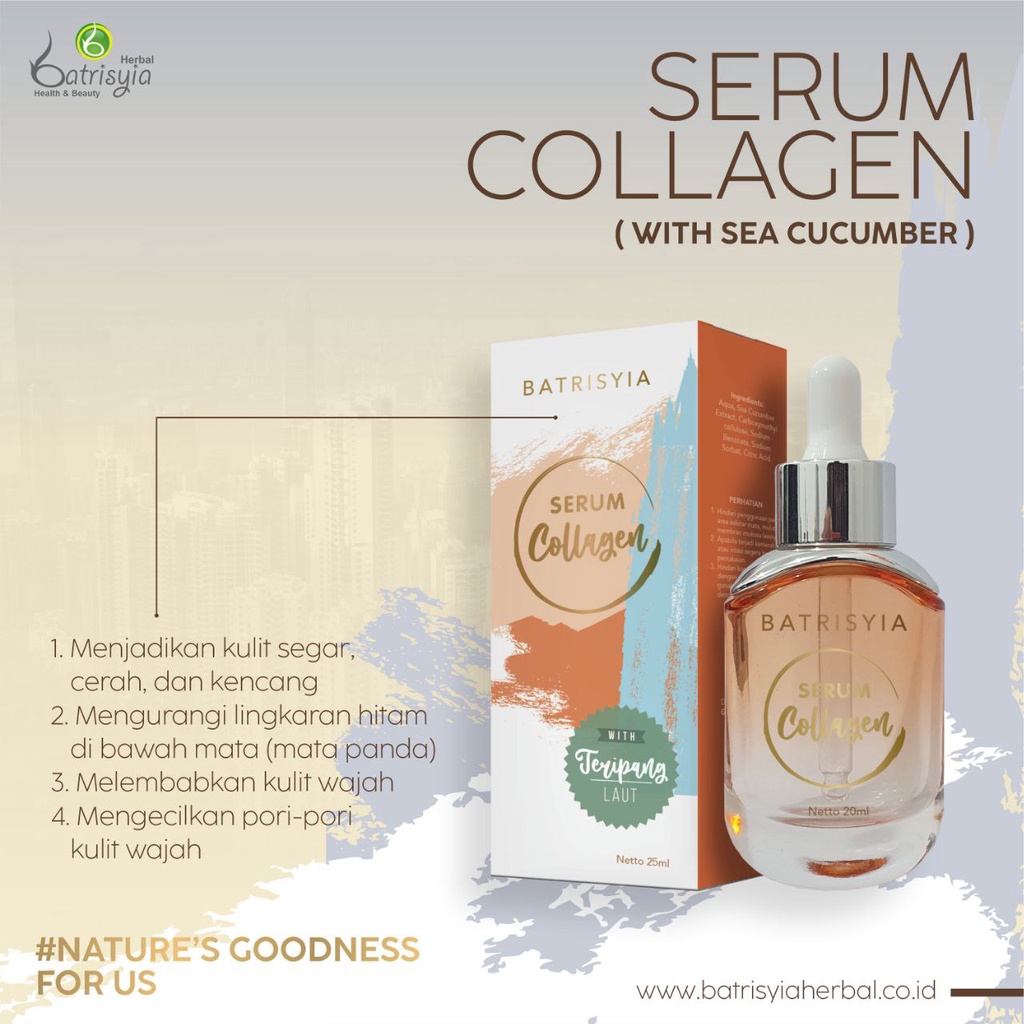 Batrisyia Serum Extra Collagen 20ml anti aging menyamarkan kerutan merapatkan pori - pori besar menghilangkan mata panda batrisya herbal