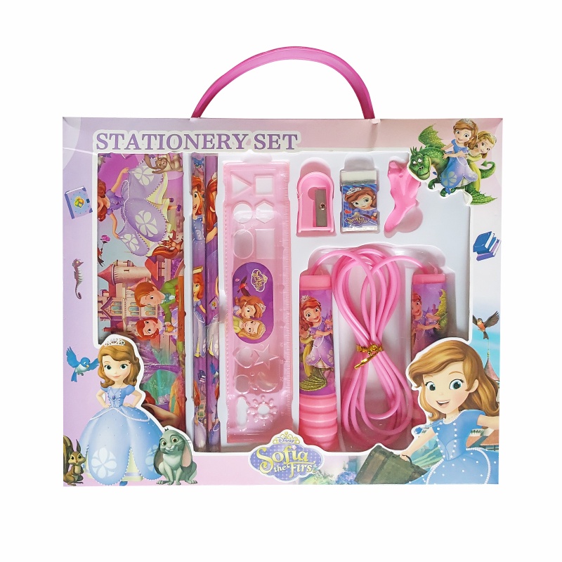 8in1 Stationery Set Study Set Alat Tulis Anak Pensil Penggaris Penghapus Serutan Tempat Pensil Tali Skipping  Sekolah Karakter Minions Sofia Spiderman Frozen Unicorn