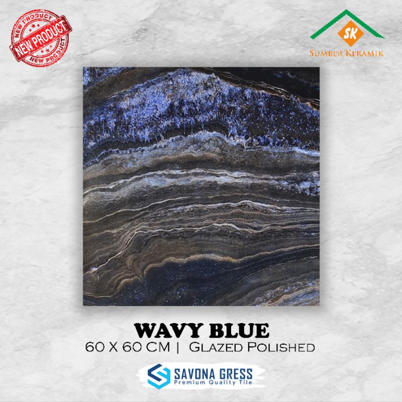 Granite lantai 60x60 Wavy blue / Savona gress / kw-1 / glossy