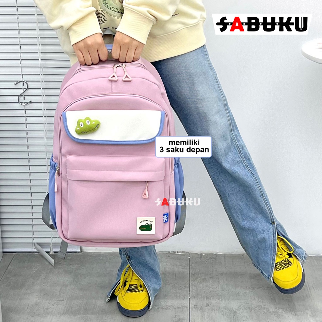 Tas Ransel Backpack Pria Wanita Fashion Korea Tas Sekolah Anak  SD SMP SMA Tas Punggung Pria Kekinian Terbaru - 284