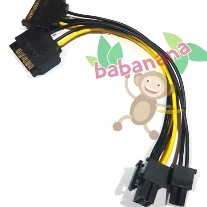 Kabel Dual SATA Power to 8 Pin PCIE 6+2 Pin Cable Splitter Power 8Pin