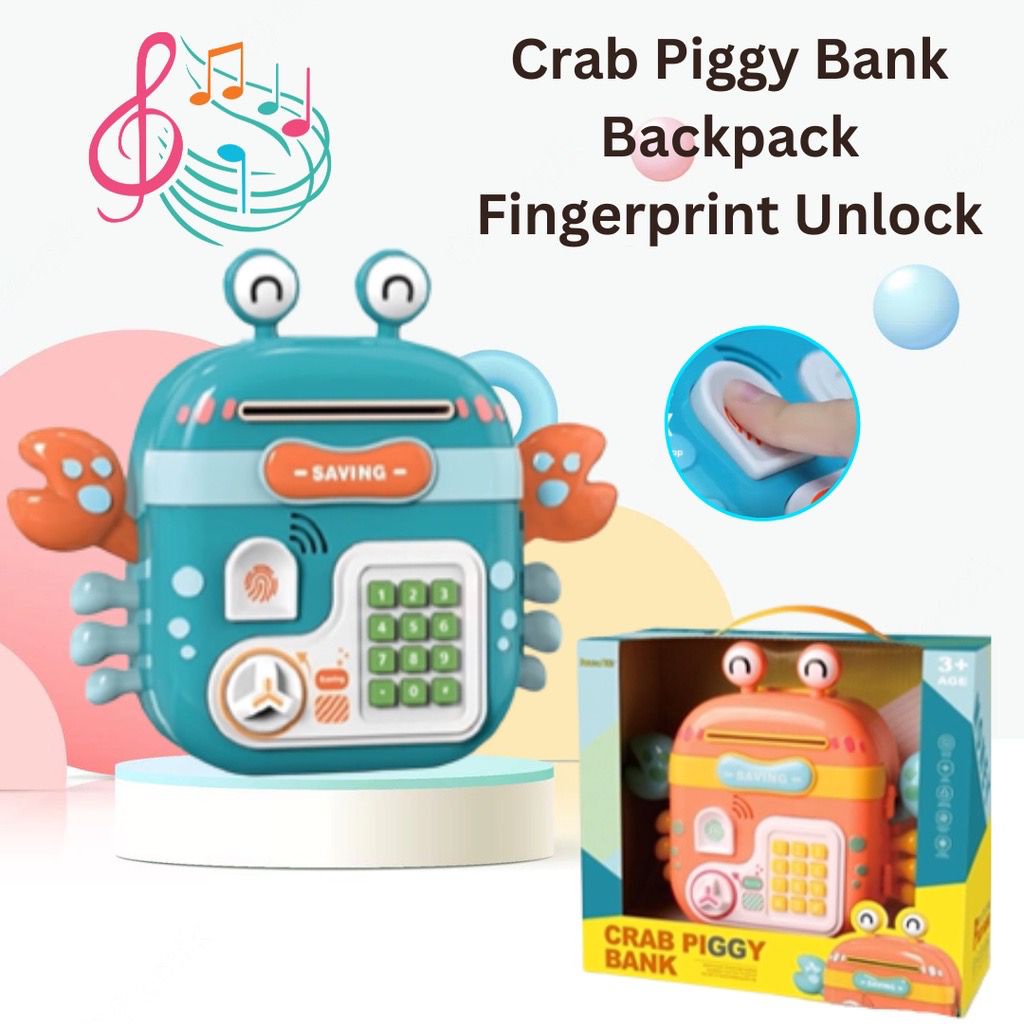 Mainan Anak CRAB PIGGY BANK Celengan Tabungan ATM Musik &amp; Password Mainan Celengan Anak Mainan Brankas