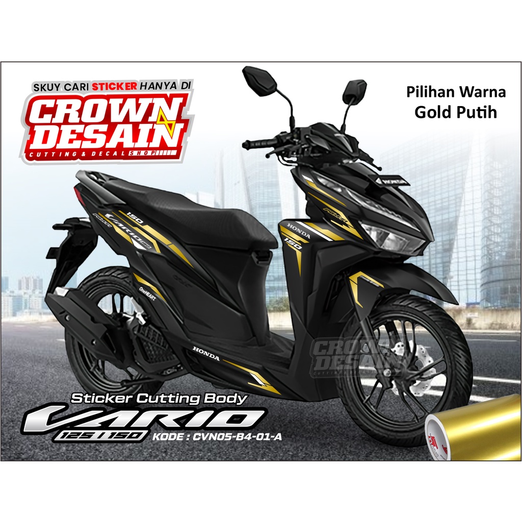 AKSESORIS MOTOR CUTTING VARIO NEW 150  GOLD PUTIH CVN - STIKER VARIO NEW