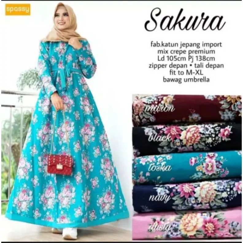 Gamis motif Bunga Sakura