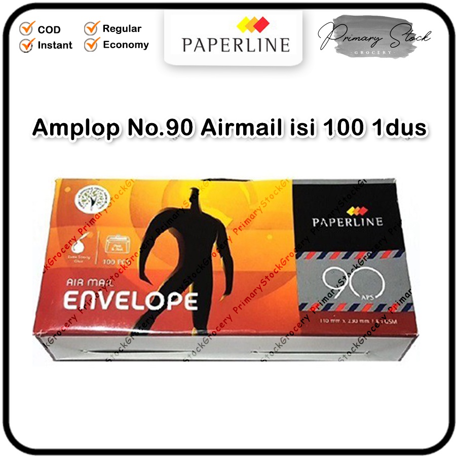 

Amplop No 90 Papperline Airmail Garis Garis Putih Merah Biru 110 x 230 mm cm isi 100 Lembar