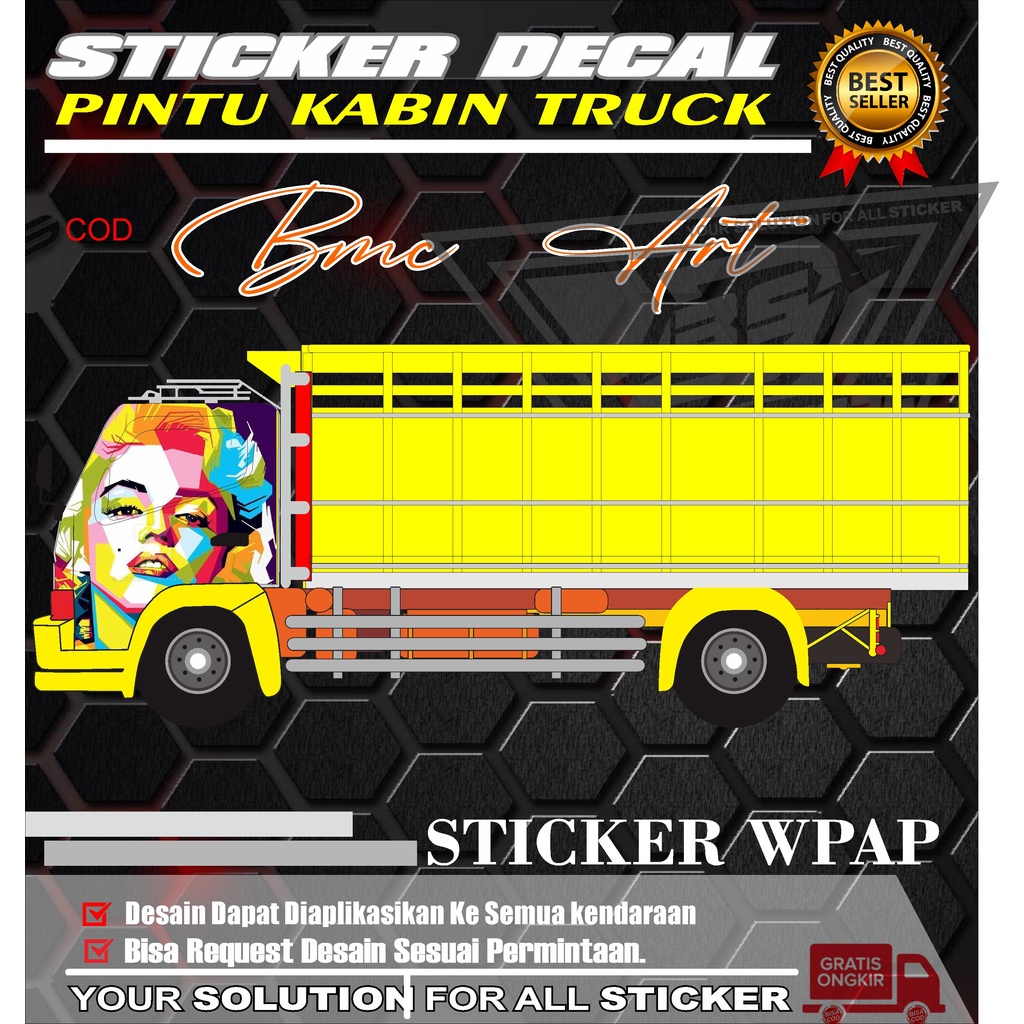 DECAL STICKER PINTU KABIN TRUCK CANTER/STIKER VARIASI PINTU KABIN TRUCK FULL BODY ,DESAIN WPAP