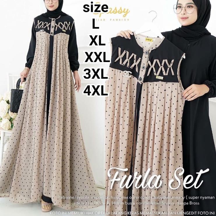 ✤ Gamis Terbaru Ukuran Jumbo Size L XL XXL 3XL 4XL Figa Set 2 in 1 Gamis + Outher Busui Friendly Bah