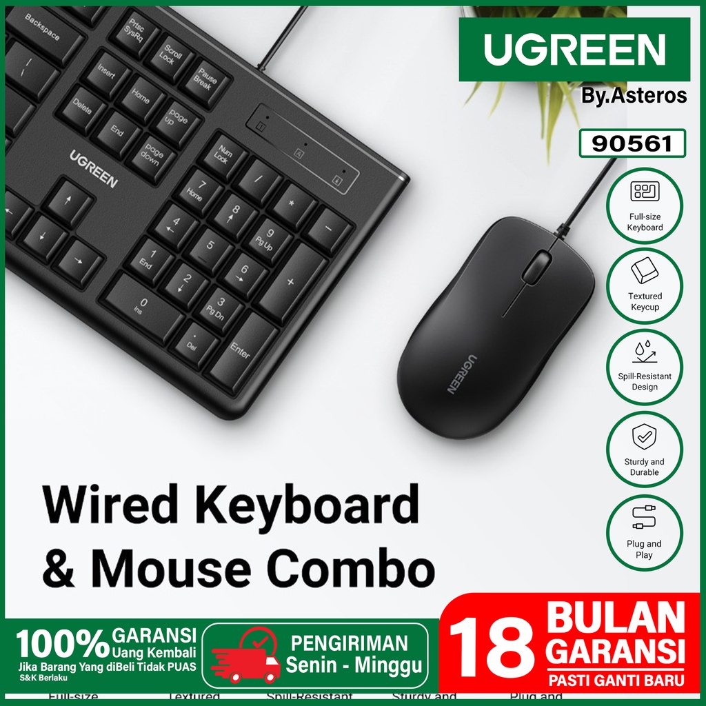UGREEN Keyboard Set Plus Mouse Wired control 1200Dpi