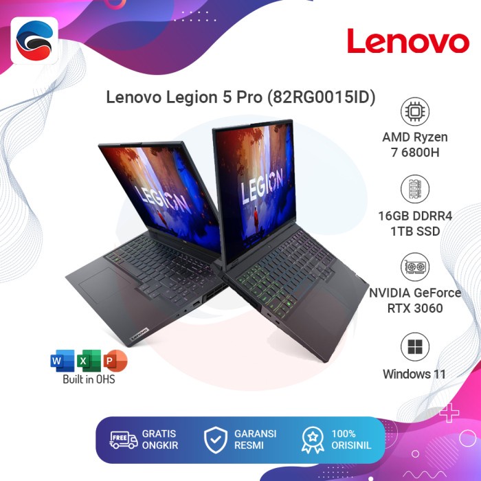 LENOVO Laptop Legion 5 Pro 16ARH7H / AMD Ryzen 7 / 16GB / 1TB / RTX 3060 [82RG0015ID]