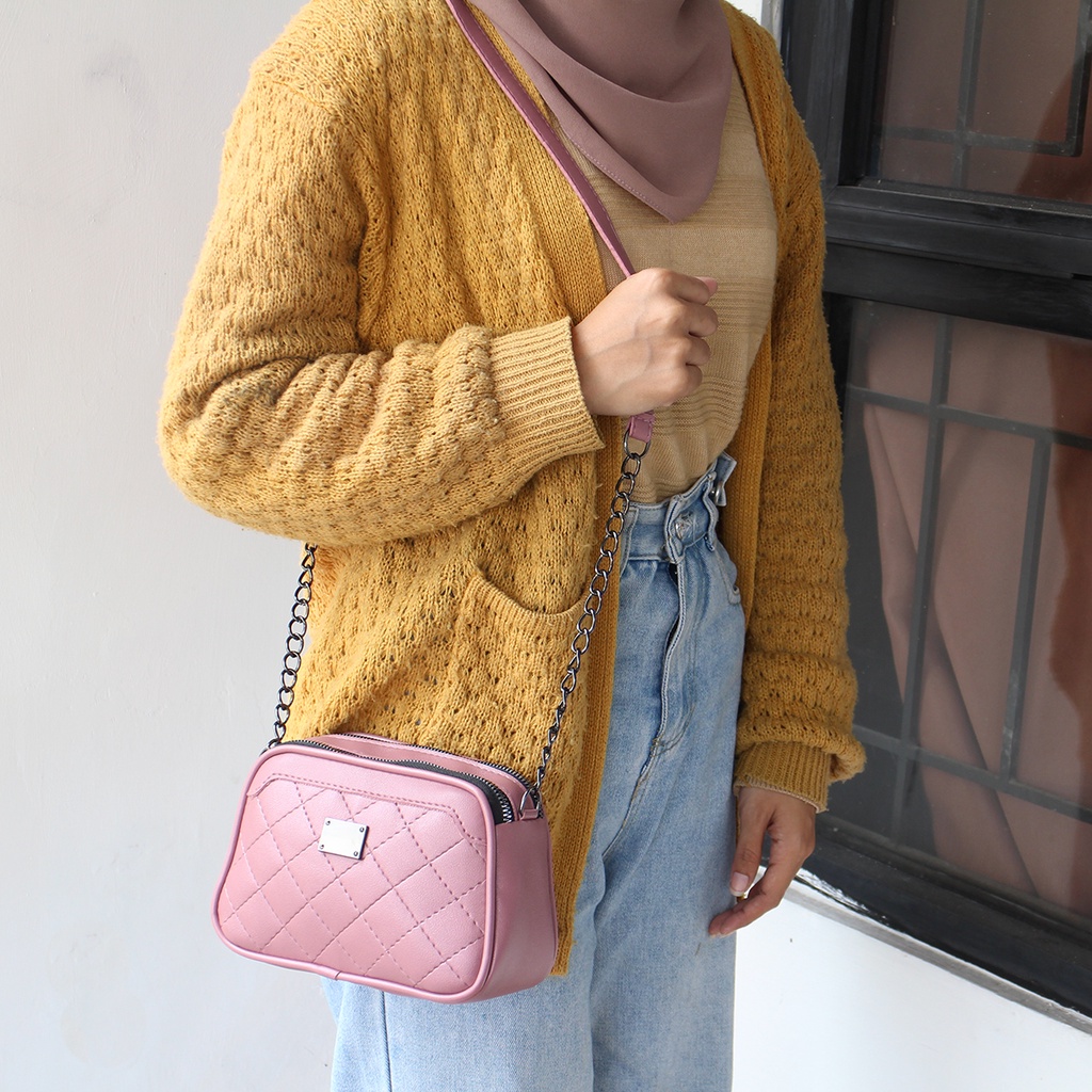 Luna Aura Tas Slempang Wanita Quensa Tabung Bordil 2 Ruang Slingbag ootd Tas Gaya Kekinian