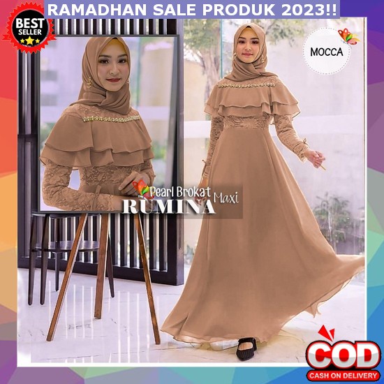 Gamis Remaja Kekinian Import Terbaru 2022 Bj Wanita Sarii Fashion Musl Gamis Brukat Nadine Kombinasi