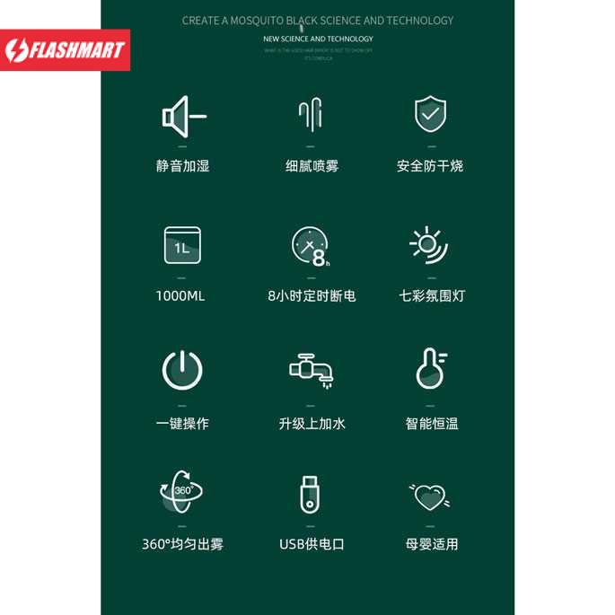 Flashmart LISM Air Humidifier Diffuser Pelembab Udara Lampu Tidur 1000ml - H605
