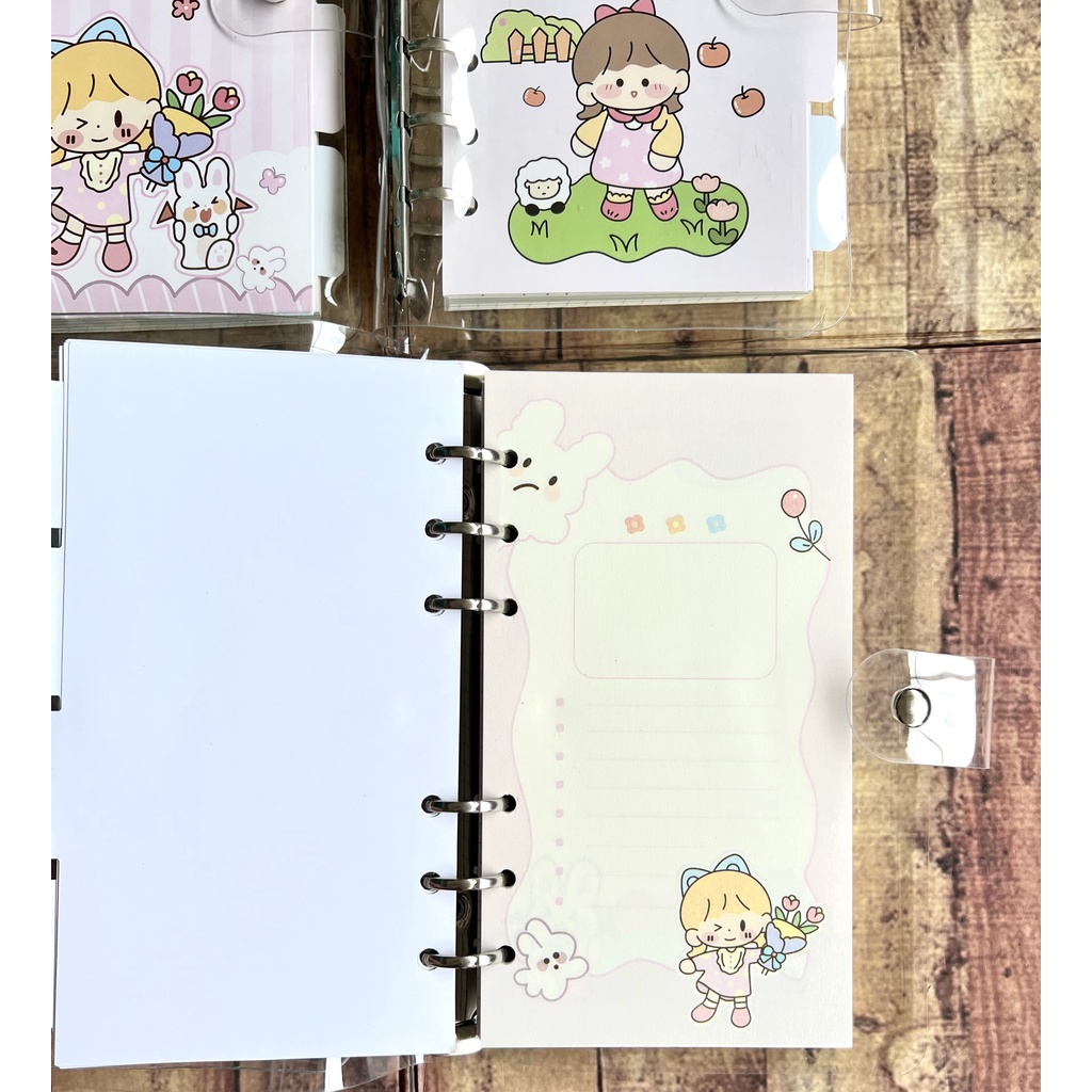 Binder A6 + Isi Karakter Lucu - Binder Cute DIY Planner - Diary Jurnal - Journal - Agenda Organizer Soft Cover