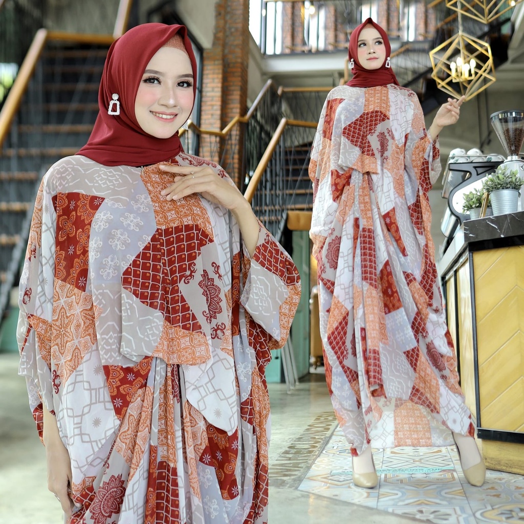 Kaftan Wanita Muslimah Terbaru Motif Corak Kekinian / Kaftan Makarena HOPYLOVY