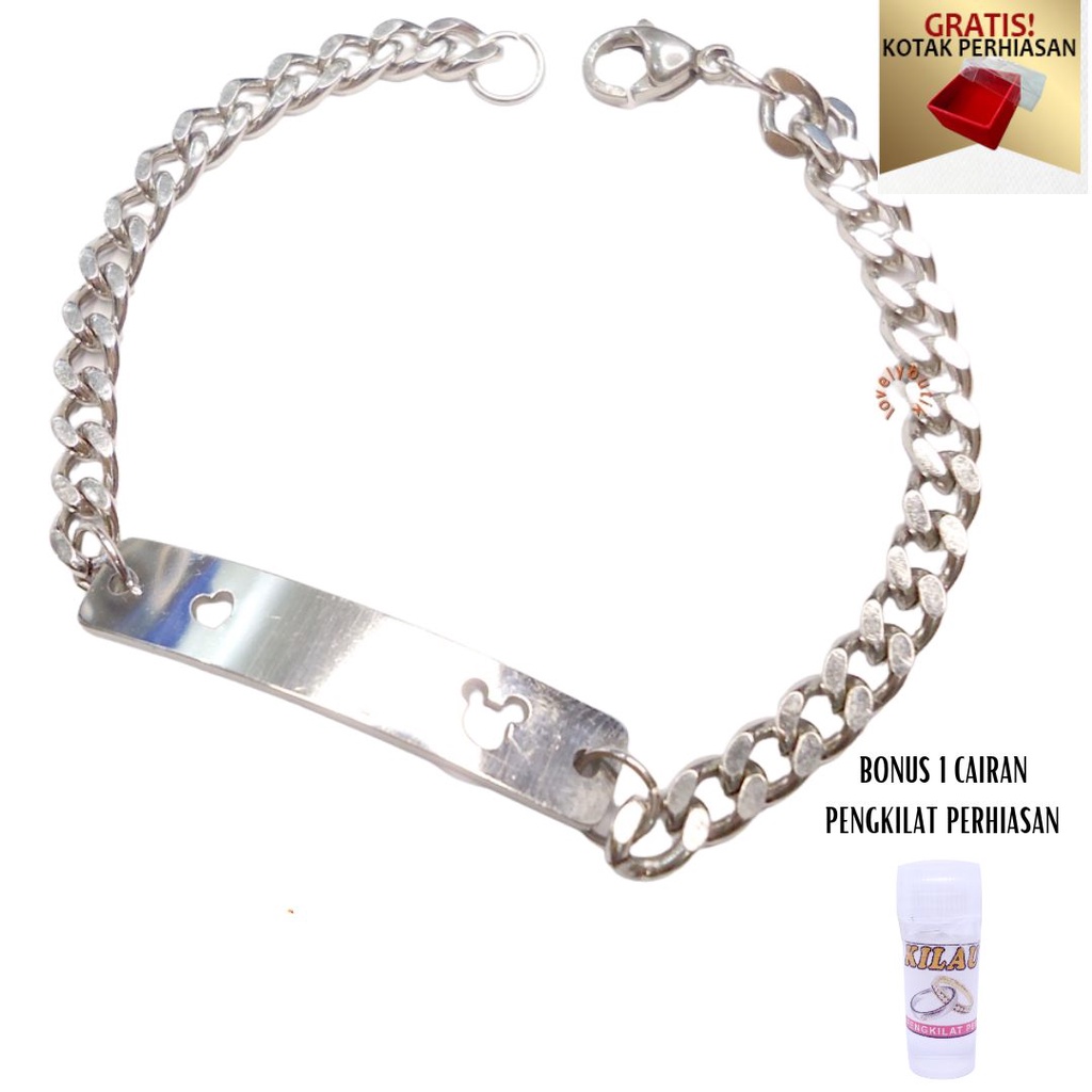 Gelang Tangan Titanium Rantai Anak Perempuan Elss4 Terbaru Bonus 1 Cairan Perhiasan - Lovelybutik