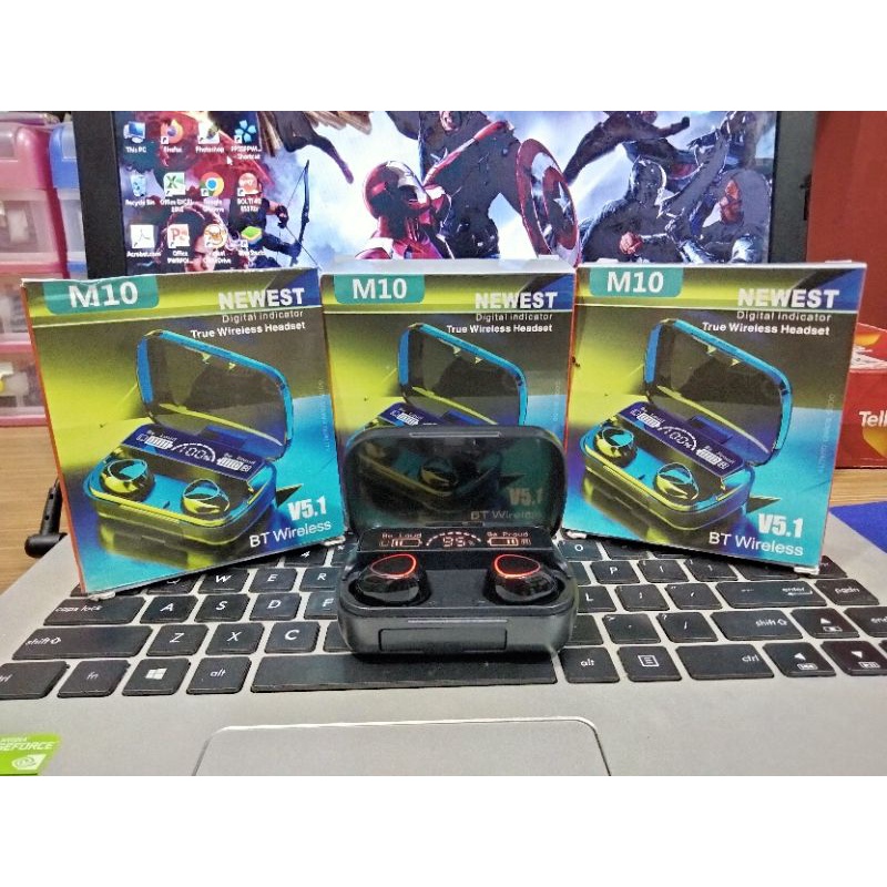 HEADSET BLUETOOTH M10 TWS DIGITAL INDICATOR V5.1 BT WIRELESS