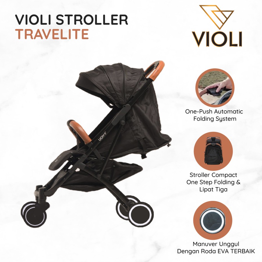VIOLI STROLLER : VIOLI TRAVELITE - BLACK
