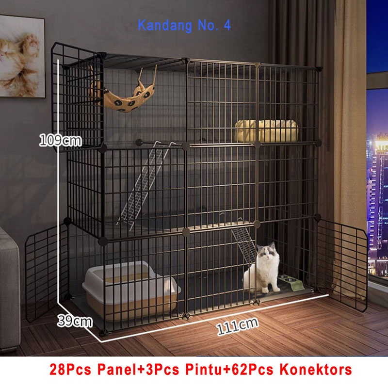 35*35CM Dog Cage Kandang Hewan Peliharaan / Kandang Kucing / Kandang Anjing Pagar Besi/ Kandang Kucing Tingkat