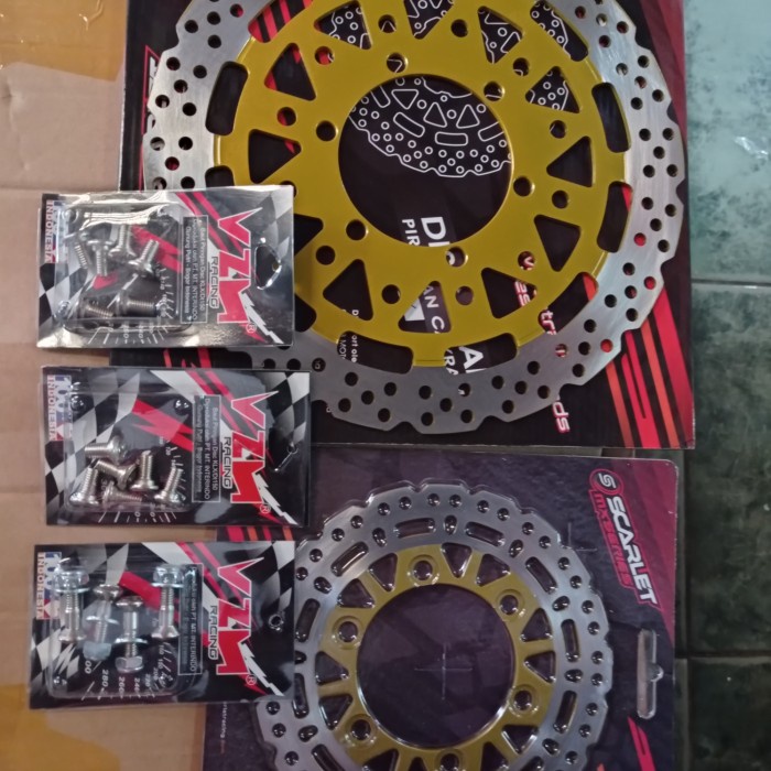 Paketan cakram set depan belakang KLX 150 plus baut cakram baut Gear
