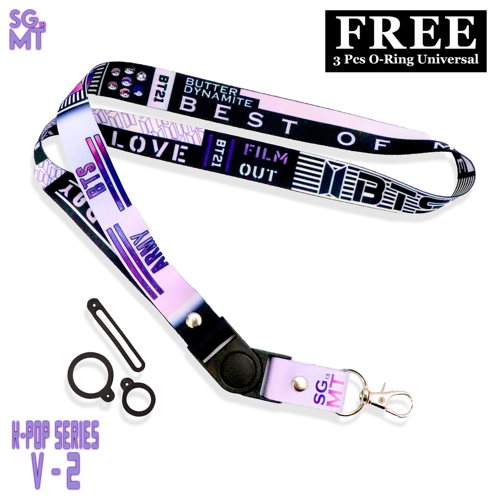 Lanyard id card holder name tag Hp Lanyard full printing BTS 3 pcs Oring