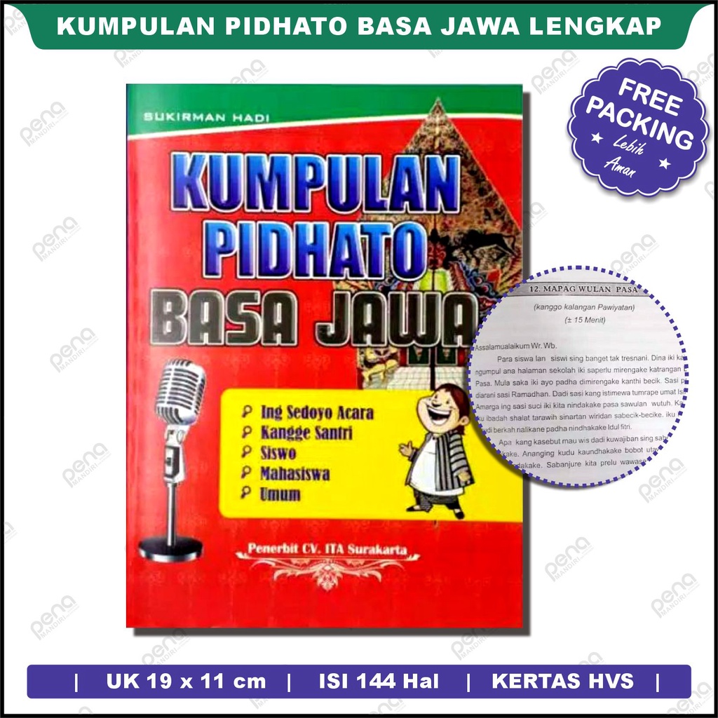 Buku Kumpulan Pidato | Kumpulan Pidhato Basa Jawa Ing Sedoyo Acara | Kangge Santri Siswo Mahasiswa Umum